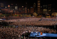 U.S. Democratic presidential nominee Senator Barack Obama (D-IL) during his election night rally in Chicago, November 4, 2008.